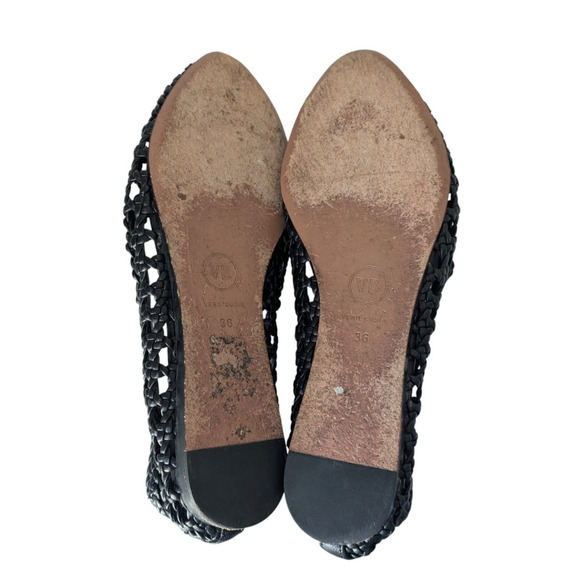 Veronica Beard Griffin Black Woven Leather Loafer Flats Size 36 US 6 Pointed Toe - Picture 6 of 10